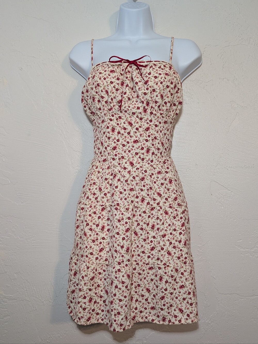 Dainty Floral Milkmaid Coquette Feminine Mini Dress Soft Girl Romantic Cottage
